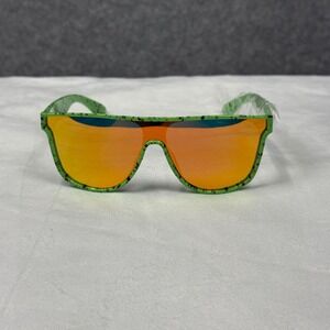 Tipsy Elves Psychic Pathway Sunglasses Green Splatter Orange Mirror NEW